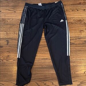 Adidas Women's Black Joggers with White Stripes